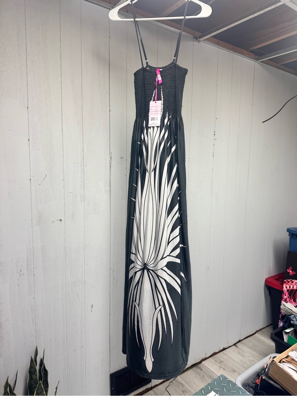 Exist Black Maxi Dress with White Floral Graphic